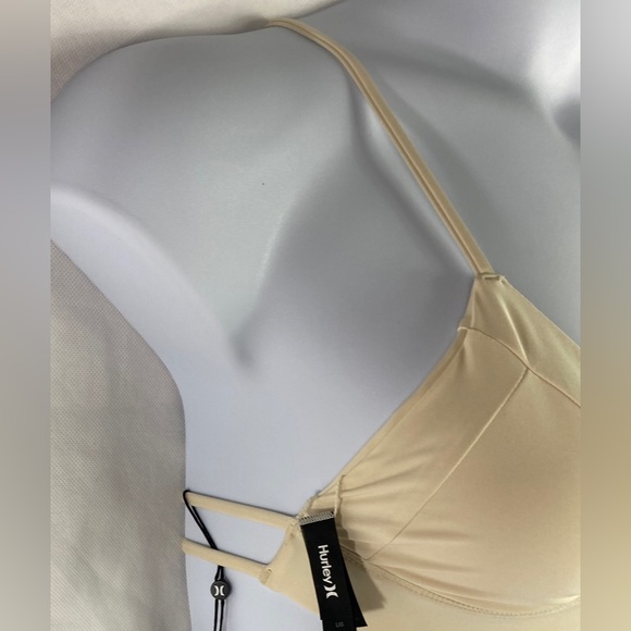 NWT Hurley Women's Large Quick Dry Bralette Surf Bikini Top Cream Straps New - Picture 2 of 15